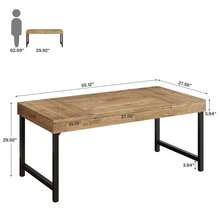 LITTLE TREE 55" Industrial Executive Desk, Rustic Computer Desk With Strong Metal Legs, Home Office Writing Study Table Workstation - Mocha Brown - View 2