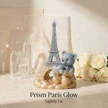 1Pc Cute Teddy With Eiffel Tower Landmark Silicone Candle Mold, Easy Demolding Silicone, 3D Sculpted Detail Texture, For Wax Soap Resin Casting, Couple Gift - SHJY-gJ434 - View 3