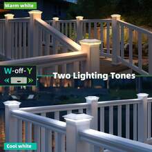 Solar Post Cap Lights Outdoor 4pack, Waterproof Fence Post Lights For 4x4 5x5 6x6 Wood/Vinyl Posts, Solar Deck Post Lights With 2 Color Modes Decorate Garden Patio Porch Backyard - 白色 - 查看 4
