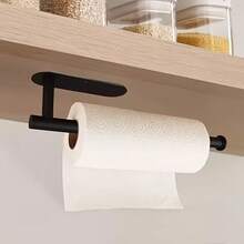 1pc Stainless Steel Self Adhesive Tissue Holder,Wall Mounted For Home, Kitchen, Bathroom - Black - View 1
