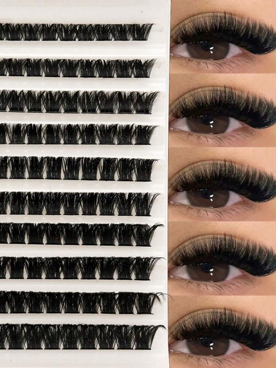 160D/80D 10-Row Volumizing Eyelash Extension Set, Thick And Dense Cluster Eyelash Extensions, Single Eyelash, Faux Mink Eyelash Cluster, D-Curl, Multiple Lengths, Eyelash Extension, Significant Eyelash Extension, Eyelash Cluster, Single Eyelash, False Eyelashes - D - View 1