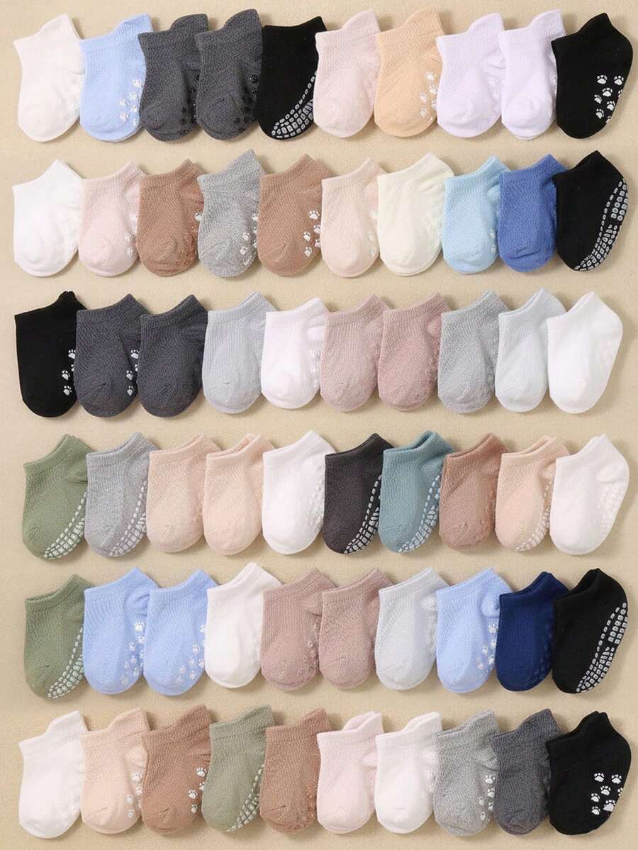 20/10/5/1 双随机款式防滑婴儿袜，饰有爱心、动物爪印、五角星、波点图案，防滑设计，适合 0-36 个月的男宝宝和女宝宝，也是很棒的礼物。可爱的防滑地板袜。婴儿袜、新生儿袜、幼儿袜、婴儿袜。 - 彩色 - 查看 1