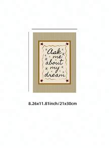 1pc Frameless Vintage Stripe Bedroom Wall Art - Mid-Century Modern Style "Ask Me About My Dreams" Hand-Print, Gold Olive Green Aesthetic Poster For Girl's Room, Home Office Classroom, Unique Artist Dorm Decor & Best Gift Choice - Stripe - View 10