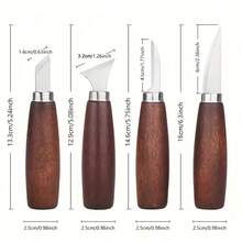 Walnut Handle Carving Knife, Professional Woodworking Carving Knife, DIY Wood Cutting Knife, Curved Knife, Handmade Wood Carving Scoop, Complete Wood Carving Tool Set - One Size - View 2