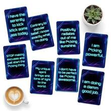 54件套励志卡片套装 - 赛博朋克风格“寻找方法，而非借口”语录，可用于墙面装饰、日记和激励积极进取的人士，包含肯定卡片。 - 彩色 - 查看 7