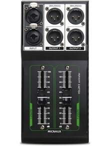 Passive Stereo Monitor Volume Controller, XLR 2 Input 2 Output Stereo Studio Controller, Plug And Play No Loss Volume Adjustment Controller For Studio Home Audio System - Black - View 12