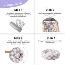 Donut Medium Dog Bed - Round Cat Beds For Indoor Cats Calming Bed Present For Pets, Cute Modern Beds With Jacquard Shaggy Pl 11ush & Anti Slip Bottom, 30 Inch, Purple - 薰衣草色 - 查看 5