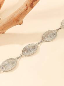 1pc Waist Chain, Wavy Metal Chain, Seashell Oval Waist Belt, Suitable For Dresses, Pants, Parties, Dates, Daily Wear, Festivals, Gifts, Geometric Pattern Bohemian Zinc Alloy Women's Waist Chain, All Seasons - Multicolor - View 6