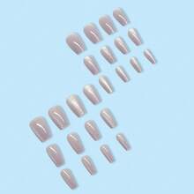 24 Pieces Short Cat-Eye Nail Pressers, Light Purple Crystal Glue, Silver Glitter Design, Gradient Fake Nail Gel Set, Artificial Fake Nails, Suitable For Women And Girls. - 透紫晶石貓眼 - 查看 5