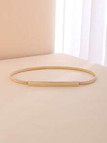 1pc Elegant Women's Thin Waist Belt, Elastic Buckle Waist Strap, Metal Leather Belt Suitable For Dresses, Shirts, Pants, Commuting, Daily Wear, Party - Metal Belt - View 3