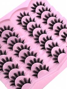 14 Pairs Cartoon Mink Eyelashes, Cat Eye Lashes, Natural Full False Eyelashes, Dramatic Lashes, Suitable For Daily Life, Wedding, Date, Party, Music Festival And Halloween - 尖尾漫畫款 - 查看 6