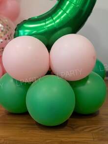 12pcs/Set 32-Inch Green Number 0-9 Birthday Party Decorative Balloons, 10-Inch Light Green And Macaron Pink Latex Balloons, Mini Gold Crown Shaped Balloons, Suitable For Birthday, Baby Shower, Princess Theme Party Decorations - Green Numbers - View 7