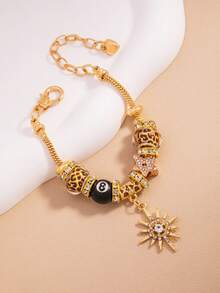 A Fashionable DIY Bead Bracelet With Copper Inlaid Zirconium Leopard Print Star Pendant, Number 8, Fashionable First Accessory - Multicolor - View 3