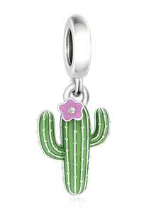 1pc Minimalist 925 Sterling Silver Cactus Shaped Pendant, Unisex Commemorative Birthday Gift - Silver - View 3