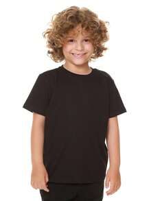 Set Of 4 Basic T-Shirts For Boys (Children's/Youth) 100% Cotton Short Sleeve Casual - Sizes 2 To 14 - 黑色的 - 查看 6