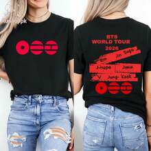 Sudadera de regreso de Bangtan, Sudadera de gira mundial 2026, Cuello redondo de concierto de gira mundial ARMY, Mercancía, Camiseta de fan de ARMY, Regalo para ARMY - Negro - Ver 2