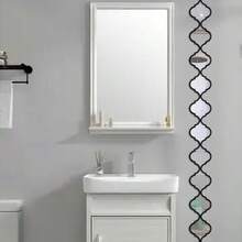 1 Set Large Moroccan Style Art Decorative Mirror | Classic Black Design, Wall-Mounted, Suitable For Bathroom, Living Room, Hallway, Ideal For Home Decor/Valentine's Day Creative Gift, Plastic Frame - 12pcs - View 3