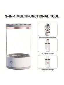 3-In-1 Electric Makeup Brush Cleaner (Cleansing + Drying + Storage), Includes Silicone Pad, New USB Automatic Rotation, Suitable For All Sizes Of Makeup Brushes, Thoroughly Cleans, Personal Care, Personal Cleaning Tool, Makeup Brush Cleaning And Drying Tool, It's A Great Gift For Valentine's Day, New Year's Day, And Easter. - 白色 - 查看 7