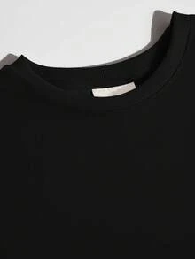 2026 Spring New Arrival Men's Black Loose-Fit Crewneck Sweatshirt With Colorful 'Rage' Print - Everyday Streetwear Style, Comfortable And Versatile Design For Young Adults - Black - View 4