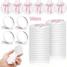 1/2/6/10/20/30/50/80pcs Pink Bow Portable Folding Makeup Mirror Set. Features Foldable Glass Surface. Ideal As Round Pocket Mirror, Perfect For Parties Or As A Thoughtful Gift - A - View 14