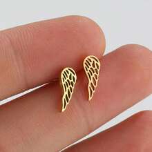 1Pair Stainless Steel Angel Wings Earrings For Women Simple Feather Earrings Fashion Ear Party Jewelry,Suitable For Daily Wear - GED516 - View 10