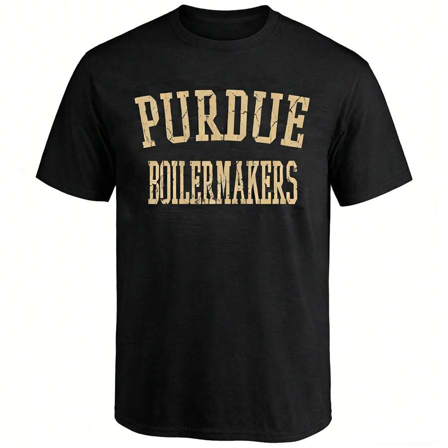 NCAA Purdue Boilermakers Vintage Distressed Graphic T-Shirt.PurdueBoilermakers Fans Tee NCAA T-Shirt, CollegeBasketball Tee - màu đen - Xem 1