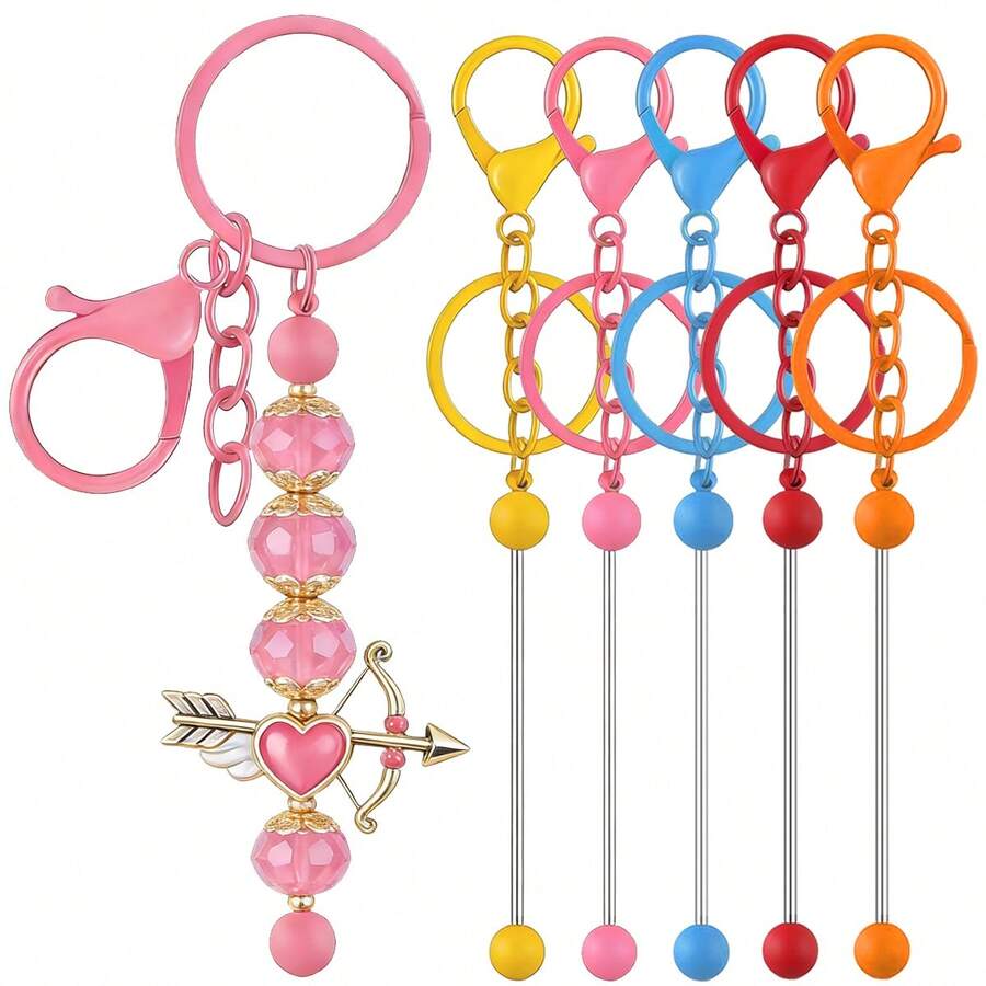 3/6pcs Beaded Keychain Chains, Blank Alloy Beaded Keychain DIY Accessories Kit, Suitable For Pendant Bead DIY Keychain Making, Jewelry Making, Gifts - Beaded Keychain - View 1