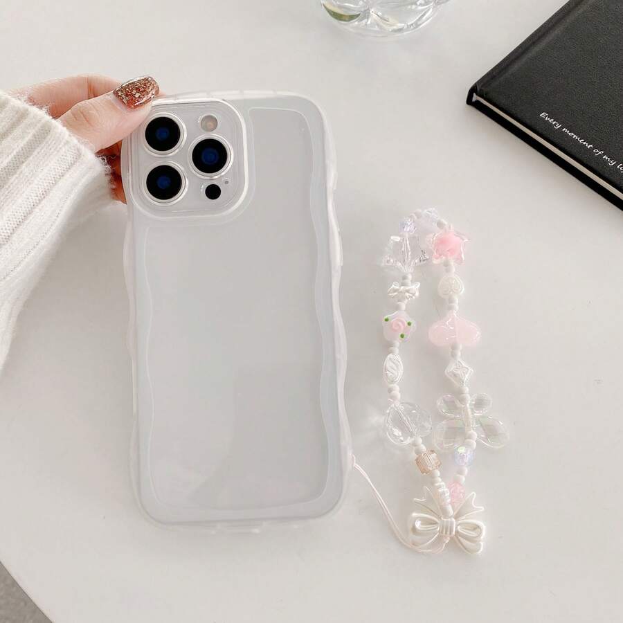 1个透明波浪形保护手机壳 + 时尚蝴蝶手链，适合日常使用，兼容 17 Air/17 Pro/17 Pro Max/17/16 e/16/15/14/13/12/11/X/Xr/8/7/Galaxy A14/A15/A54/S24/S24 Ultra系列 - 無色 - 查看 1