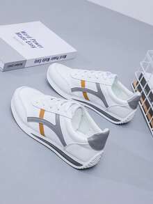 Nuevos zapatos casuales para mujer,Zapatillas deportivas antideslizantes para mujer,Zapatillas deportivas con cordones para mujer,Zapatillas deportivas planas informales para mujer,Adecuado para practicar deporte, viajar y para el uso diario, - blanco gris - Ver 3