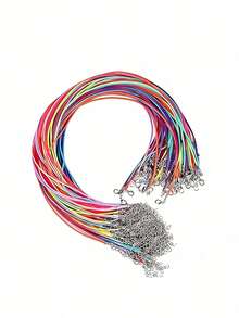 10/20/30/40/50/100pcs Wax Cord Necklace String, Gold Lobster Clasp Braided Rope Necklace, Leather Cord Necklace, Bulk Jewelry Making Chain, Necklace& Bracelet Cord - Black - View 4