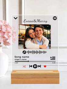 Customized Photo & Name Acrylic Music Photo Frame, Personalized Song Plaque, Personalized Music Photo Frame, Couple Customized Photo Frame Decor - Multicolor - View 5