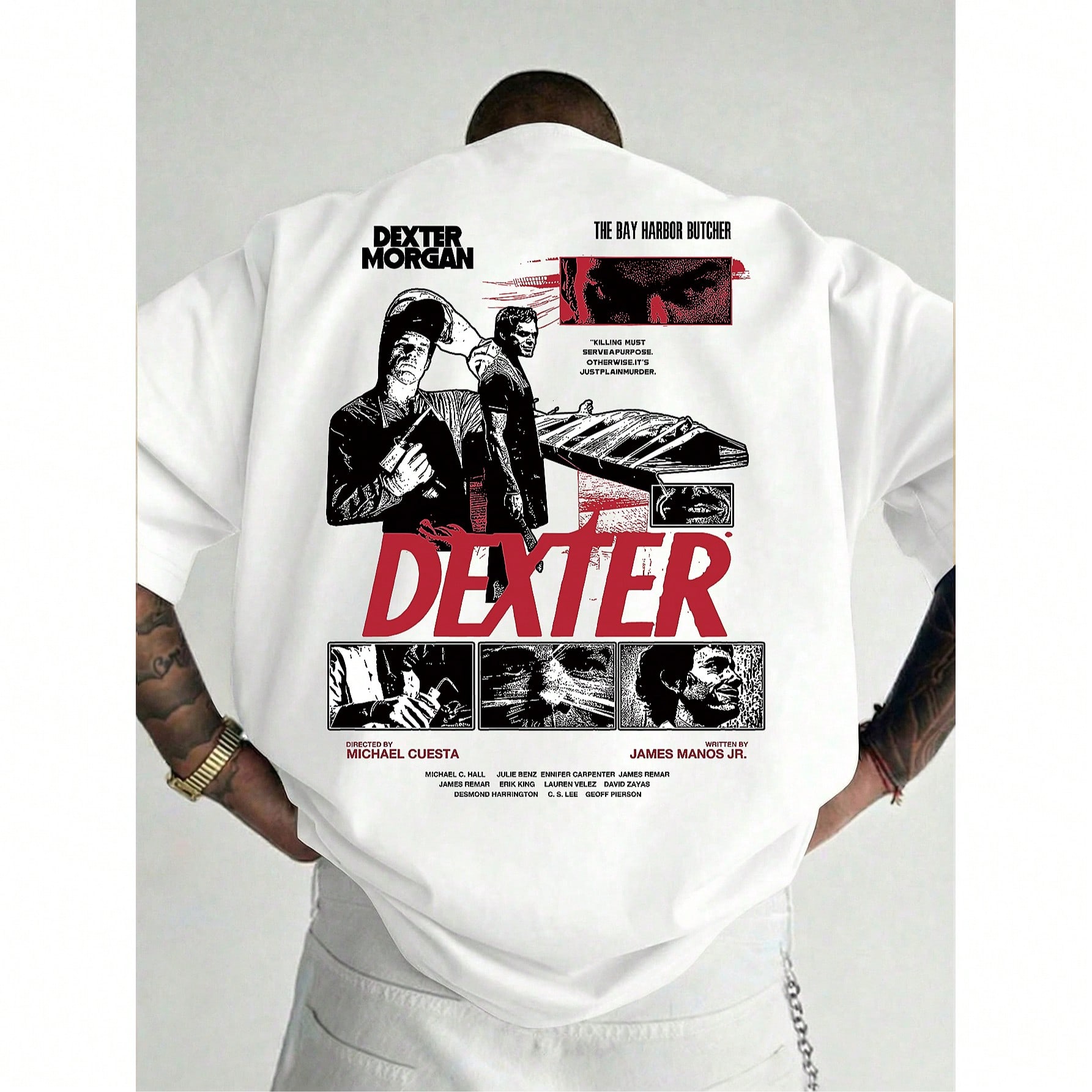 Pieza Camiseta de manga corta suelta con estampado de moda para hombres Diseño exquisito Esencial de verano Fácil de combinar, que muestra el estilo