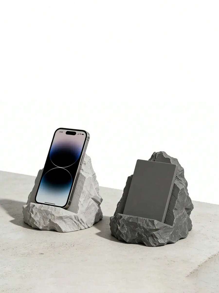 Giá đỡ điện thoại in 3D hình phong cảnh núi non | Tác phẩm điêu khắc để bàn với kết cấu đá chân thực | Giá đỡ ổn định nhiều góc độ | Thẩm mỹ tự nhiên - 1PC - Xem 1