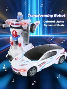 3-12 Jahre alte Jungen Spielzeug 2-in-1 Transformierendes Auto Roboter, Leuchtet auf, Automatische Hinderniserkennung, Batteriebetriebenes Transformierendes Auto Roboter Spielzeug, Kinder Geburtstaggeschenk - Verschiedenfarbig - Übersicht 11