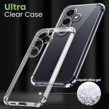 S26 Phone Protective Set [2pcs HD Tempered Glass Screen Protector (Supports Fingerprint Unlock) + 1pc Transparent Shockproof Anti-Scratch Anti-Drop Phone Protective Case With Camera Protection], Compatible With Samsung S23/S24/S25/S26 Ultra Plus - Clear - View 10