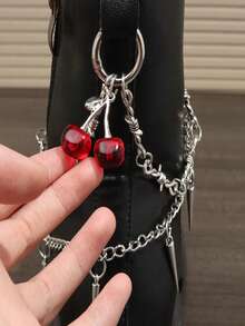 2 móc khóa giày hình quả anh đào, móc khóa giày kim loại Gothic Punk & móc treo túi, đồ trang trí giày Unisex tự làm, thích hợp cho lễ hội, phụ kiện tinh tế - Nhiều màu - Xem 8