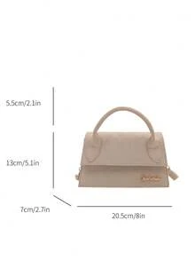 1pc Women's High-Quality Handbag With Flap, Large Capacity Square Bag, Suitable For Shopping, Dating, All Seasons, Minimalist Stylish Shoulder Bag With Detachable Adjustable Strap - Khaki - View 12