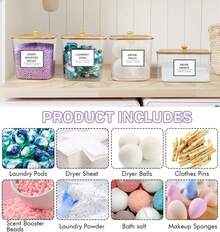 Clear Laundry Pods Storage Container, Clear Laundry Room Organization And Storage, Detergent Powder Container, With Wooden Lids & Labels - Wooden Lid - View 7