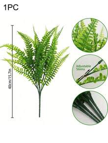 8/12/6 株人造波士顿蕨植物，抗紫外线绿化灌木，DIY 装饰，适用于家庭、办公室、花园、室内和室外 - 綠色 - 查看 8