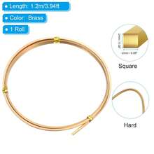 Half Hard Brass Wire, 1 Roll 12Ga/2x2mm 1.2m/3.94ft Bendable Square Craft Wire For Jewelry DIY Making Earring Beading Wrapping, Brass - Nhiều màu - Xem 2