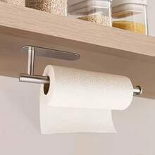 1pc Stainless Steel Self Adhesive Tissue Holder,Wall Mounted For Home, Kitchen, Bathroom - Black - View 3