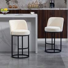 Barstools - สีเบจ + ผ้าลินิน - ดู 9
