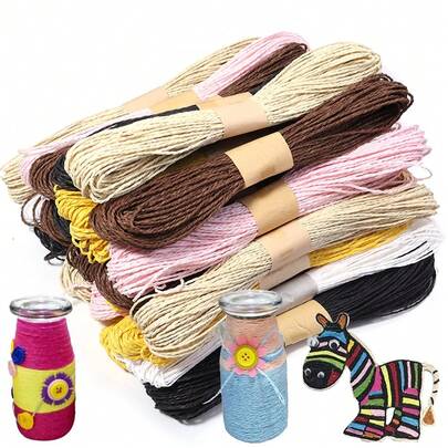 30m/Bundle Colorful Raffia Paper Cord, 2mm Braided String, Tie Rope For Gift Packaging, Kids DIY Jewelry Craft Supplies