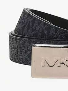 Michael Kors Men's Fashionable Luxury Designer Letter Buckle Belt - Black - View 3