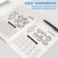 beartale 28 páginas Cuaderno de trabajo de matemáticas Montessori, cuaderno de entrenamiento de control de escritura a mano de números, papel resistente al agua para aprendizaje temprano, ejercicio de concentración, juego de lectura, juguete de educación temprana, material didáctico, práctica de control del bolígrafo, regalo de cumpleaños para niños y niñas - Multicolor - Ver 9