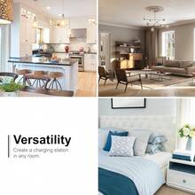 White Wall Mount Ground Adapter with 6 Outlets for Home Office and Travel Use, Multi-Outlet Power Strip with Safety Protection, - A - Ver 5