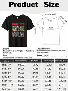 Tween Boys Game Pattern 100% Cotton Round Neck T-Shirt, Vibrant Game Controller And Coin Design, Black Tee With Game Lettering, Youth Video Game Shirts, Regular Length, Funny Gamer Cotton T-Shirt, Game Art Print Tops, Teens – Gaming Shirt Gift Idea For Kids, Fashion, Fun. Soft Breathable Clothes Girl's/Boy's,Comfortable Material,Comfortable Fit,Soft Material,Comfortable Material - màu đen - Xem 6