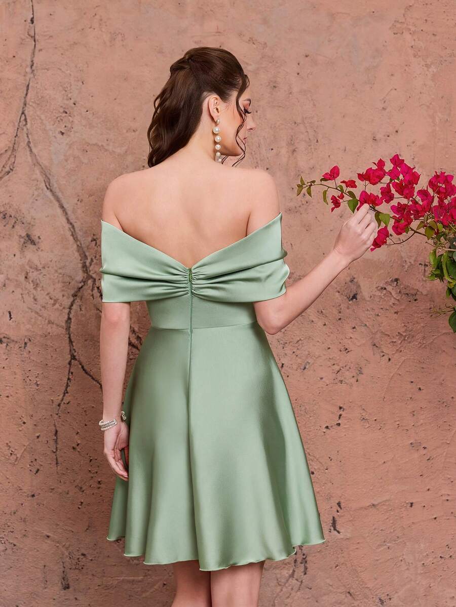 Mgiacy New Elegant Ruffle Hem Mini Dress, Suitable For Bridesmaid, Party, Wedding, Banquet And Other Occasions, Summer Beach Dress Spring - Mint Green - View 1