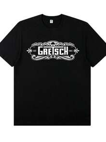 Playeras De Algodón Mujer Gretsch Electric Guitar Instrument Peripheral Printed T-Shirt Cotton Rock Band Lead Singer Practice Outfit Casual T-Shirt - Đen và trắng - Xem 1