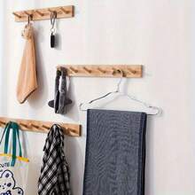 1pc Wooden Key Holder Rack, Nordic Style Wall Mounted Storage Hook, Creative And Space-Saving, Suitable For Kitchen, Bathroom, Bedroom, Back Door, Coat Rack - Apricot - View 16